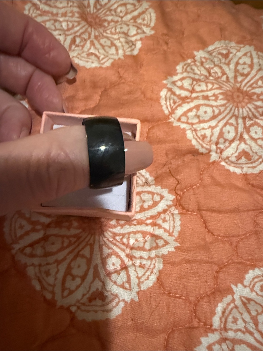 Wide Black Ceramic Band Ring